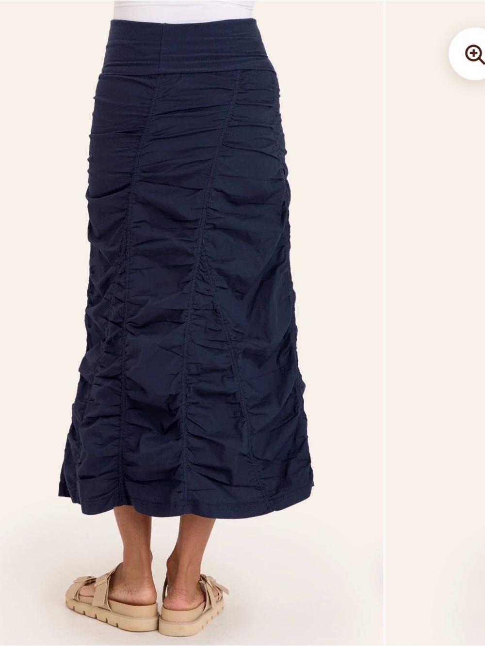 CORE by XCVI Gored Peasant Skirt Navy Ruched Maxi Skirt Size M - Picture 3 of 7